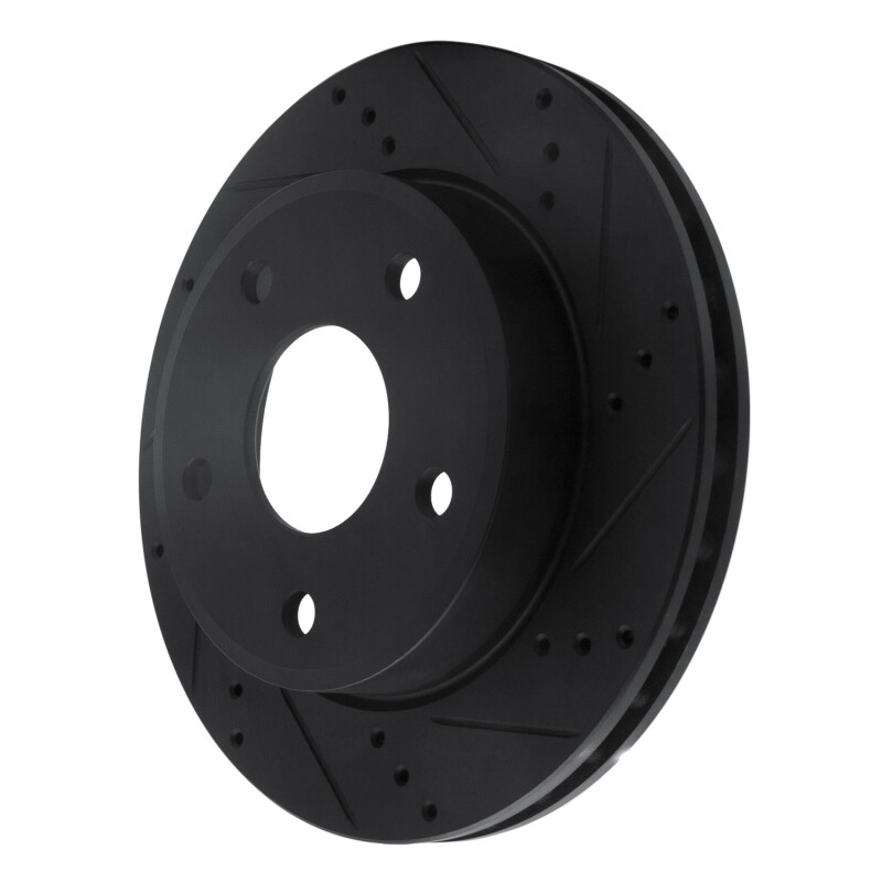 Dodge Dakota Brake Rotor (1) - Front Right - R1 Concepts - Drilled & Slotted - Black - `05-`11